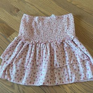Ava & Esme Smocked Ruffled Pink floral skirt size XS